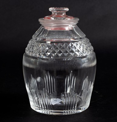 Lot 99 - A Georgian cut glass honey jar and cover with...