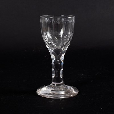 Lot 111 - An 18th Century cordial glass with facet cut...