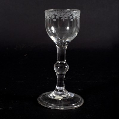 Lot 112 - An 18th Century cordial glass with knopped...