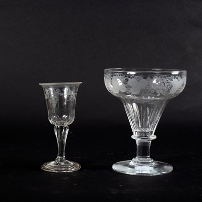 Lot 117 - An Edwardian wine glass with trailing fruiting...