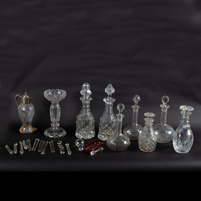 Lot 123 - A glass claret jug with silver mounts, a...