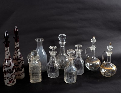 Lot 136 - Three pairs of decanters, various, three...