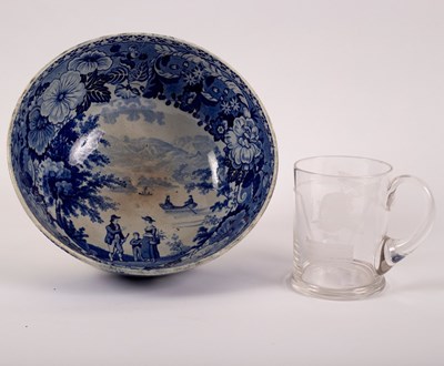 Lot 159 - A Staffordshire blue and white transfer...