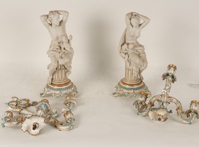 Lot 160 - A pair of Minton Night and Day parcel-biscuit...