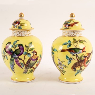 Lot 168 - A pair of Dresden jars and covers, A R...