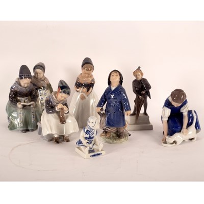 Lot 174 - Six Royal Copenhagen figures, including child...