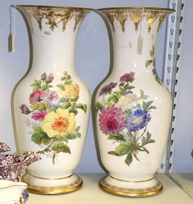 Lot 180 - A pair of French porcelain baluster vases,...