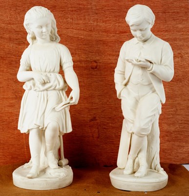 Lot 183 - A pair of Copeland parian figures of 'Young...