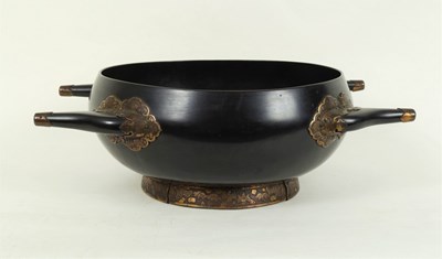 Lot 231 - A Japanese lacquer and gilt metal mounted bowl,...