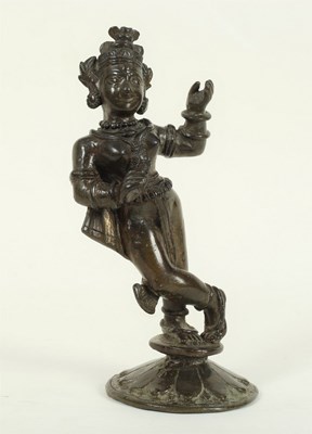 Lot 232 - An Indian bronze figure, Krishna dancing,...