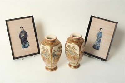 Lot 257 - A pair of Japanese satsuma vases of square...