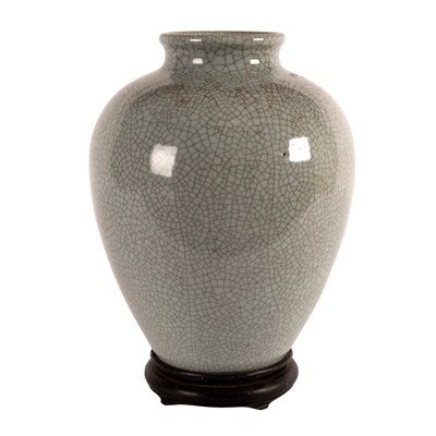 Lot 269 - A Chinese crackle glazed celadon vase of ovoid...