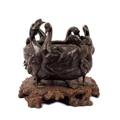 Lot 279 - A Japanese bronze planter, Meiji period,...