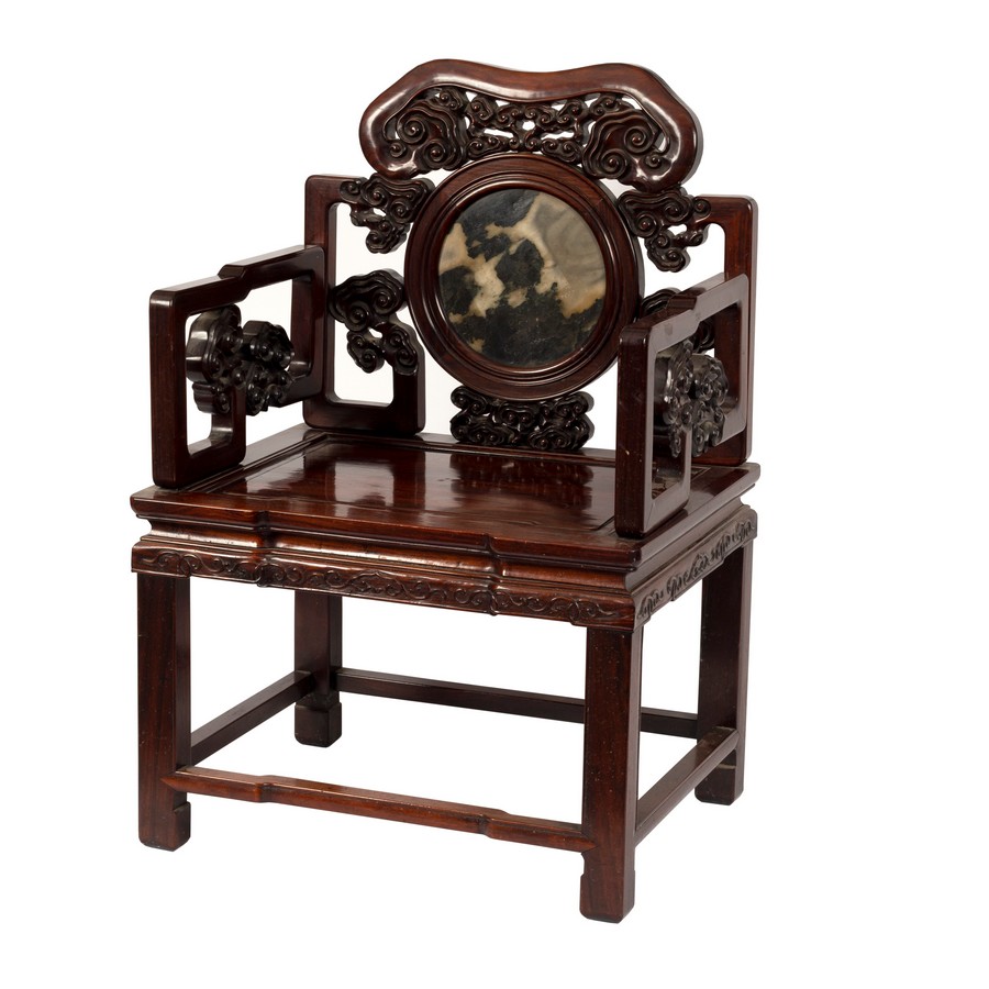 Lot 280 - A Chinese carved hardwood Mandarin chair,