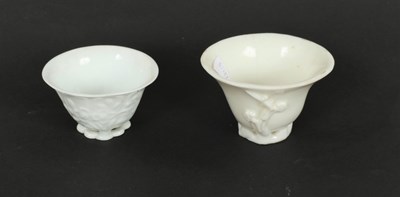 Lot 285 - Two Chinese blanc de chine libation cups, the...