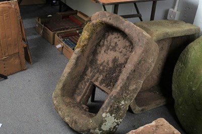 Lot 297 - A D-shaped stone trough, 60cm x 50cm and...