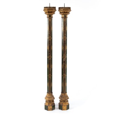 Lot 300 - A pair of Gothic Revival octagonal column...