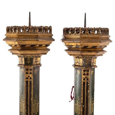 Lot 300 - A pair of Gothic Revival octagonal column...
