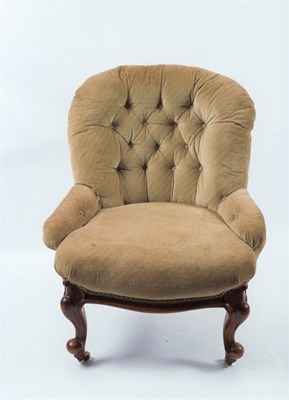 Lot 315 - A Victorian deep buttoned back chair on...