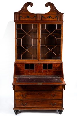 Lot 384 - An Anglo-Chinese rosewood bureau bookcase,...