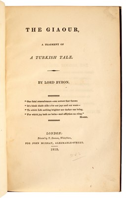 Lot 709 - Byron (L) The Giaour, a Fragment of a Turkish...