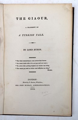 Lot 709 - Byron (L) The Giaour, a Fragment of a Turkish...