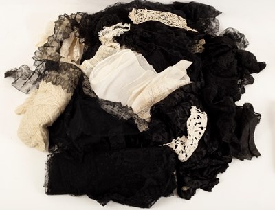 Lot 1029 - A quantity of 18th Century Spanish black lace...