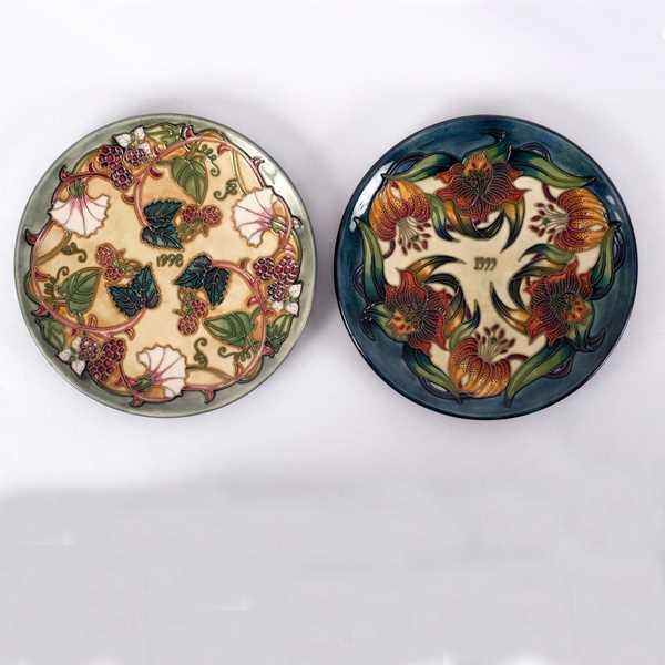 Lot 77 - Moorcroft Pottery, two year plates: Tiger Lily,...