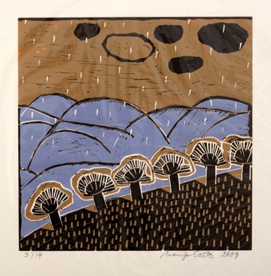 Lot 572 - Manja Scott (born 1945)/Blue Trees, 4/12/Hills...