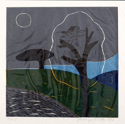 Lot 572 - Manja Scott (born 1945)/Blue Trees, 4/12/Hills...