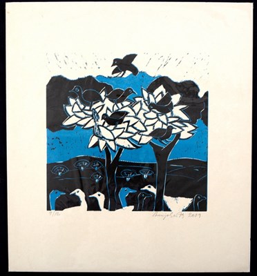 Lot 572 - Manja Scott (born 1945)/Blue Trees, 4/12/Hills...