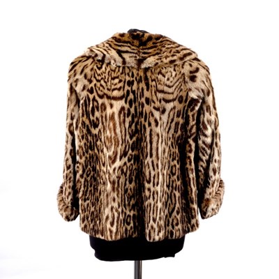 Lot 660 - An ocelot fur jacket, with fold back cuffs and...