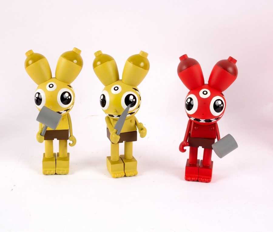 Lot 842 - Two Dalek Kid Robot Space Monkey vinyl figures,...