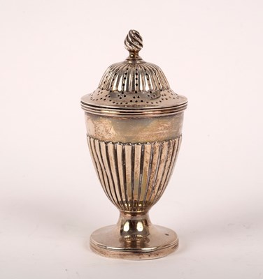 Lot 7 - A George III urn-shaped silver pepper pot,...