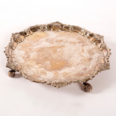 Lot 10 - A Britannia standard silver salver, possibly...