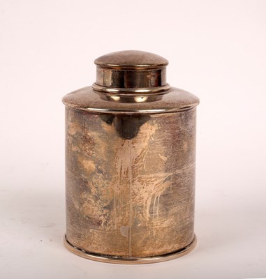 Lot 20 - A cylindrical silver tea caddy, Edward Barnard...