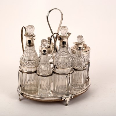 Lot 50 - A George III silver cruet stand, possibly...