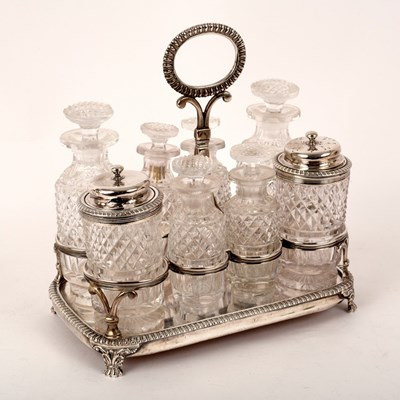 Lot 51 - A George III silver cruet stand, John Edward...