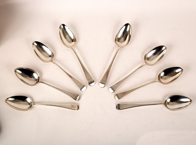 Lot 69 - Eight George III silver tablespoons, Richard...
