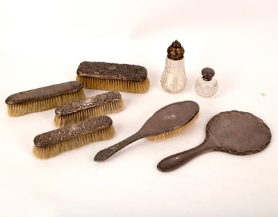 Lot 79 - Four silver backed clothes brushes, various, a...