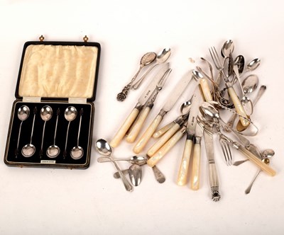 Lot 83 - Five pairs of silver dessert knives and forks,...