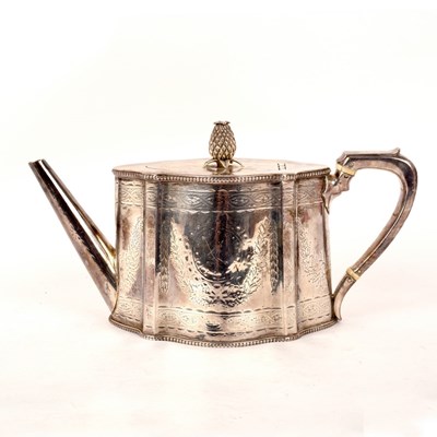 Lot 91 - A Victorian silver teapot, WH, London 1870, of...
