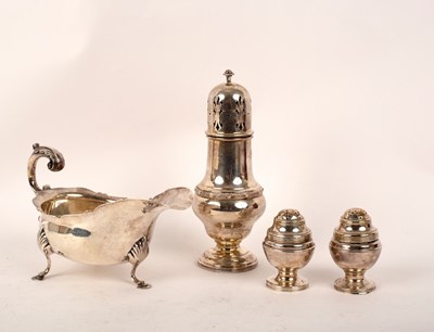 Lot 112 - A George III style silver sauceboat, London...