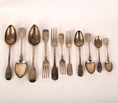 Lot 116 - A quantity of fiddle pattern silver cutlery,...