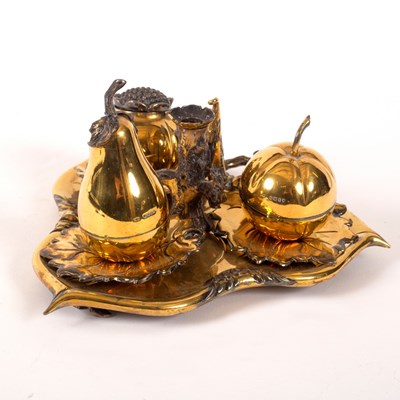 Lot 126 - A Victorian silver gilt inkstand, Robert...