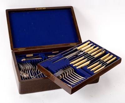 Lot 135 - A canteen of silver plated flatware, Walker &...