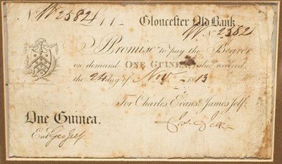 Lot 150 - A Gloucester Old Bank One Guinea note, dated...