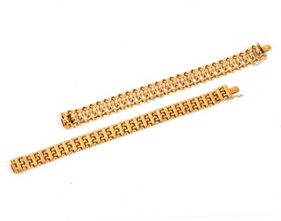 Lot 155 - Two 18k gold bracelets, each marked JB,...