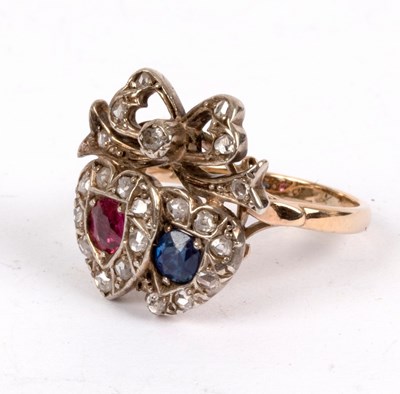 Lot 177 - A ruby, sapphire and diamond ring, converted...