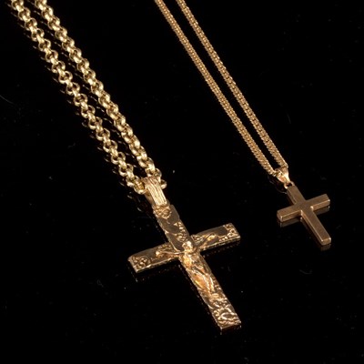 Lot 208 - A 9ct yellow gold crucifix, 7.5cm high...